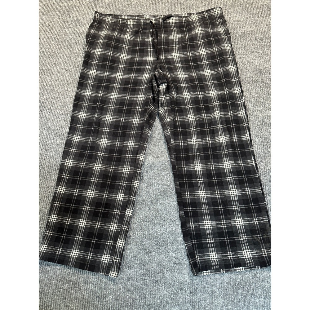 Croft & Barrow Plaid Fleece Pajama Pants XL Black White Soft Lounge